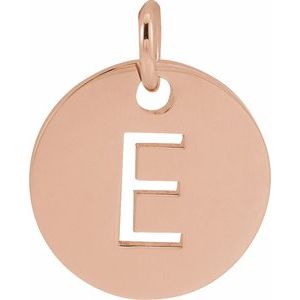 14K Rose Gold Initial E Charm/Pendant