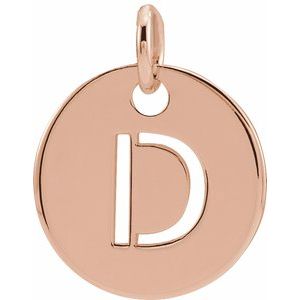 14K Rose Gold Initial D Charm/Pendant