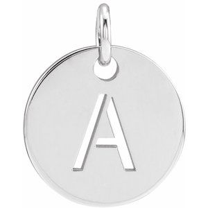 14K White Gold Initial A Charm/Pendant