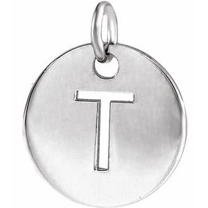 14K White Gold Initial T Charm/Pendant