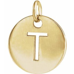 18K Yellow Gold-Plated Sterling Silver Initial T Charm/Pendant