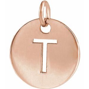 18K Rose Gold-Plated Sterling Silver Initial T Charm/Pendant