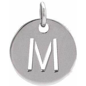 14K White Gold Initial M Charm/Pendant