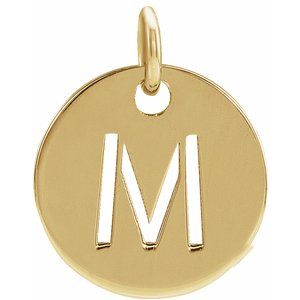 14K Yellow Gold Initial M Charm/Pendant