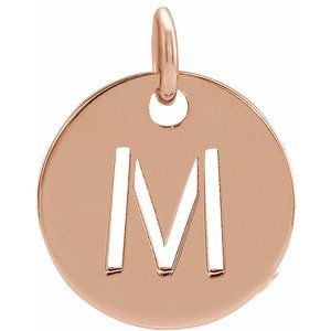 14K Rose Gold Initial M Charm/Pendant