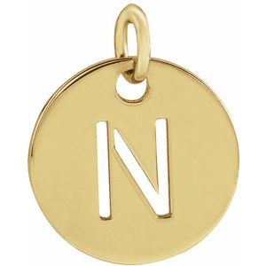 14K Yellow Gold Initial N Charm/Pendant