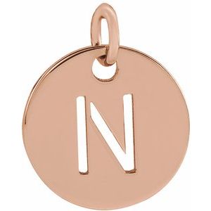14K Rose Gold Initial N Charm/Pendant
