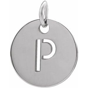14K White Gold Initial P Charm/Pendant