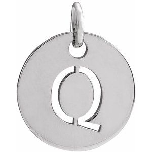 14K White Gold Initial Q Charm/Pendant
