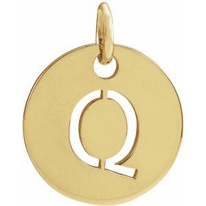 14K Yellow Gold Initial Q Charm/Pendant