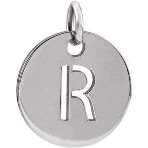 14K White Gold Initial R Charm/Pendant
