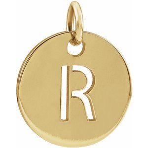 14K Yellow Gold Initial R Charm/Pendant