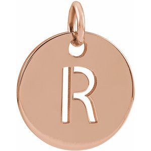 14K Rose Gold Initial R Charm/Pendant