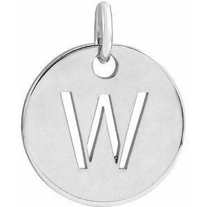 14K White Gold Initial W Charm/Pendant
