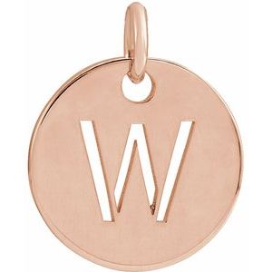 18K Rose Gold-Plated Sterling Silver Initial W Charm/Pendant