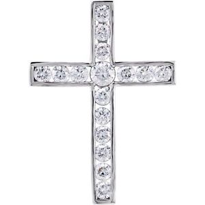 Platinum 1 CTW Natural Diamond Cross Pendant