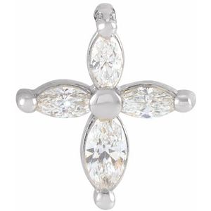 14K White Gold 1/6 CTW Natural Diamond Cross Pendant