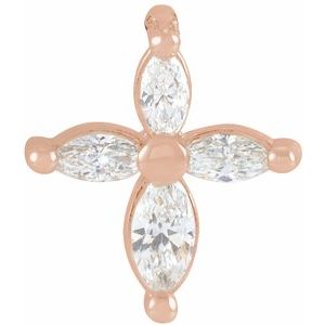 14K Rose Gold 1/6 CTW Natural Diamond Cross Pendant