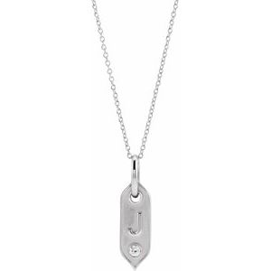 14K White Gold .05 CT Natural Diamond Initial J 16-18" Necklace