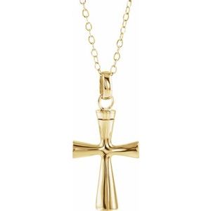 10K Yellow Gold Cross Ash Holder Pendant
