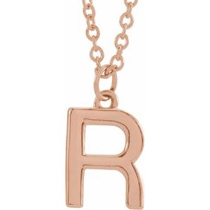 14K Rose Gold Initial R Dangle 18" Necklace