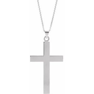 14K White Gold 49.4x25 mm Cross 18" Necklace