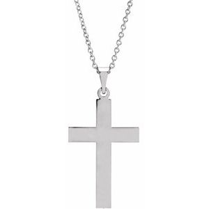 14K White Gold 29.4x14 mm Cross 18" Necklace