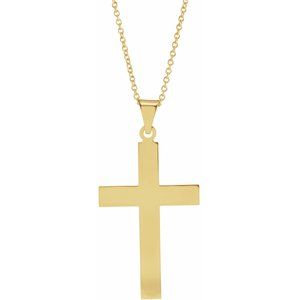 14K Yellow Gold 36.8x18 mm Cross 18" Necklace