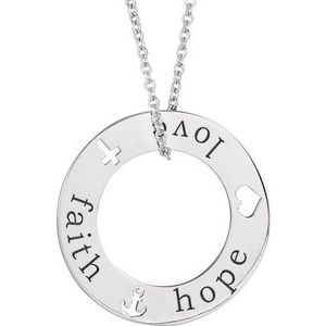Platinum Faith, Hope, Love Pierced Loop 16-18" Necklace