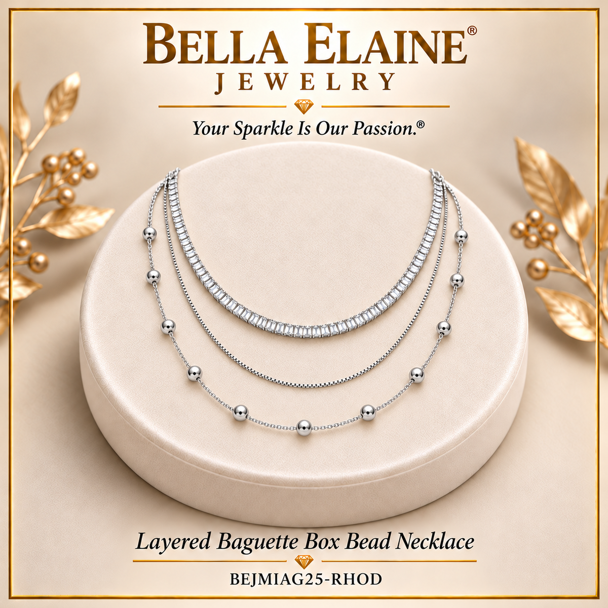 Layered Baguette Box Bead Necklace