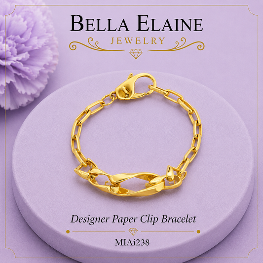 Designer Paper Clip Bracelet in 18K Gold Filled – Bella Elaine Jewelry