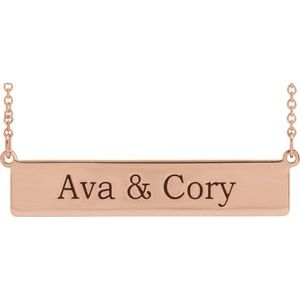 14K Rose Gold Be PoshÂ® Engravable Bar 17 1/2" Necklace