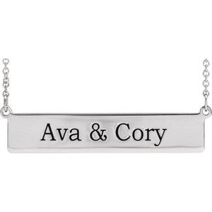 14K White Gold Be PoshÂ® Engravable Bar 19 1/2" Necklace