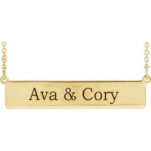 18K Yellow Gold Vermeil Be PoshÂ® Engravable Bar 19 1/2" Necklace