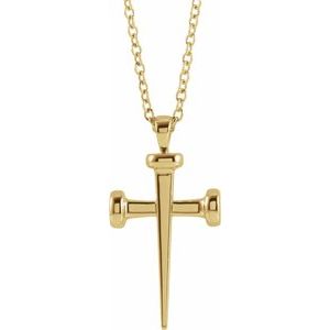 14K Yellow Gold Nail Cross 18" Necklace