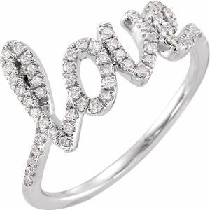 14K White Gold 1/4 CTW Natural Diamond Love Ring