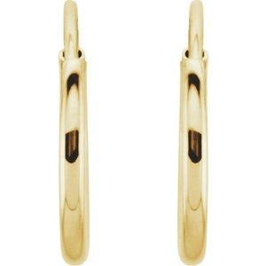 14K Yellow Gold Endless Tube 10 mm Hoop Earring