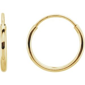 14K Yellow Gold Endless Tube 10 mm Hoop Earring