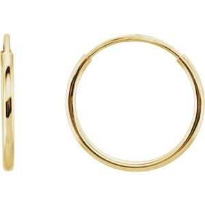 14K Yellow Gold Endless Tube 12 mm Hoop Earring