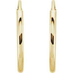 14K Yellow Gold Endless Tube 12 mm Hoop Earring