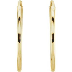 14K Yellow Gold Endless Tube 15 mm Hoop Earring