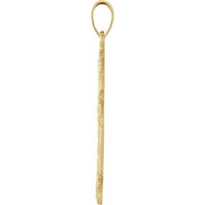14K Yellow Gold 23.5x17 mm Floral-Inspired Cross Pendant