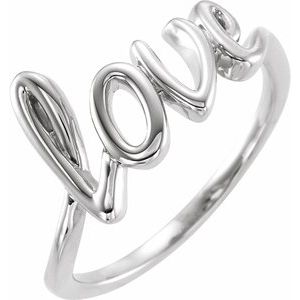 14K White Gold Love Ring