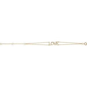 14K Yellow Gold 1/4 CTW Natural Diamond Love 5-7" Bracelet