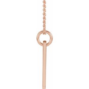 14K Rose Gold Natural Pink Tourmaline Cross Bar 16-18" Necklace