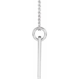 14K White Gold Natural Ruby Cross Bar 16-18" Necklace