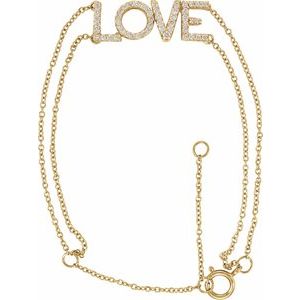 14K Yellow Gold 1/4 CTW Natural Diamond Love 5-7" Bracelet