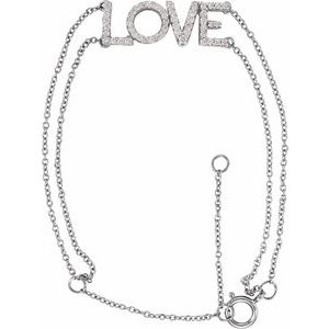 14K White Gold 1/4 CTW Natural Diamond Love 5-7" Bracelet