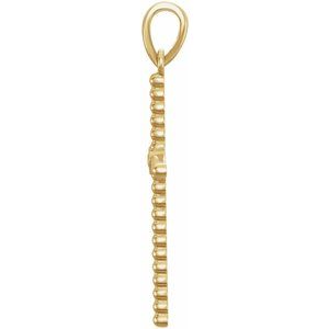 14K Yellow Gold 33.3x17.6 mm .03 CTW Natural Diamond Beaded Cross Pendant