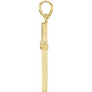 14K Yellow Gold Natural Blue Sapphire Cross Pendant